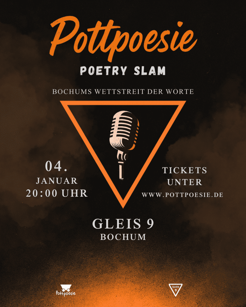 Plakat für die Ausgabe des Pottpoesie Poetry Slams in Bochum im Januar 