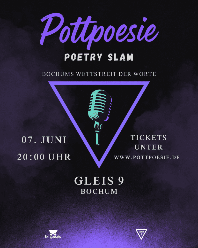 Plakat für den Pottpoesie Poetry Slam in Bochum im Juni
